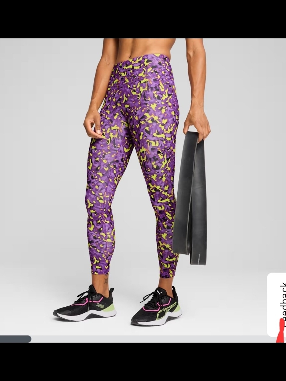 Puma Purple & Neon Yellow Camo High-Waist Track Leggings